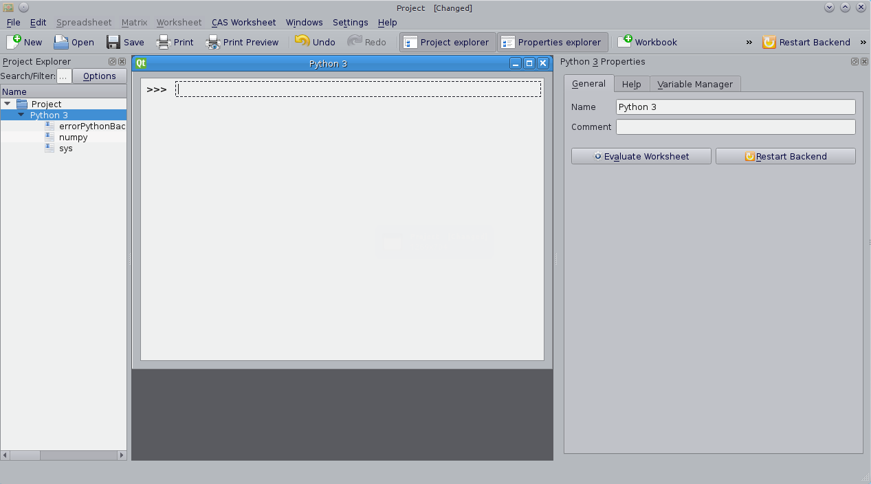 Creating a Python3 session inside LabPlot