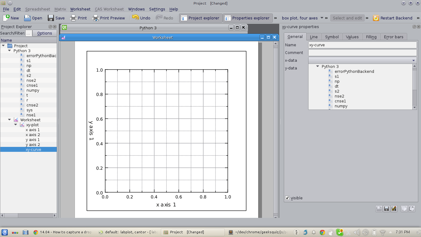 CAS Session columns in LabPlot